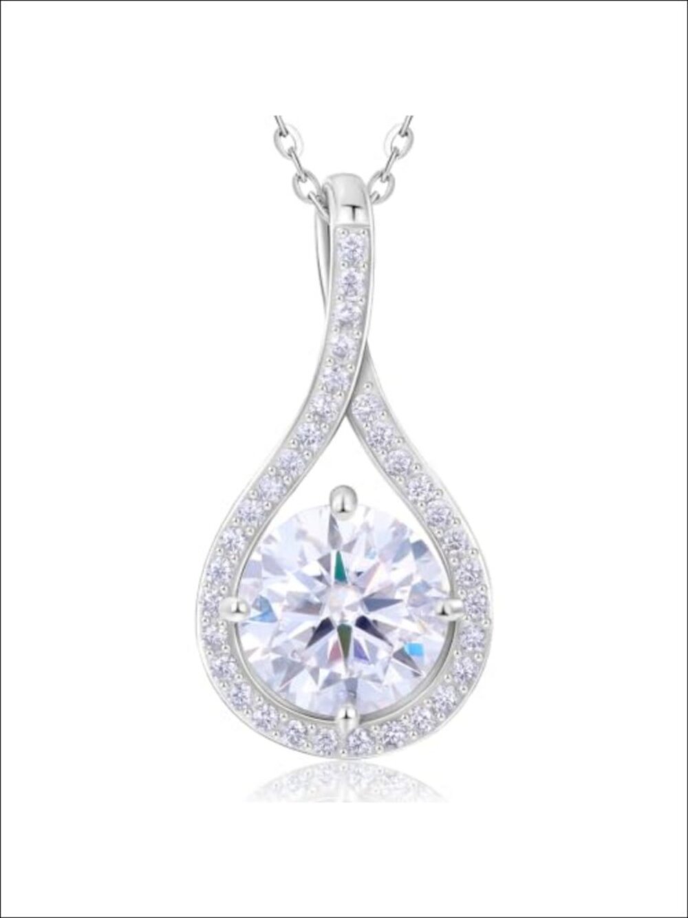 Moissanite Halo Pendant Necklace 925 Sterling Silver 18K Gold Vermeil Gift